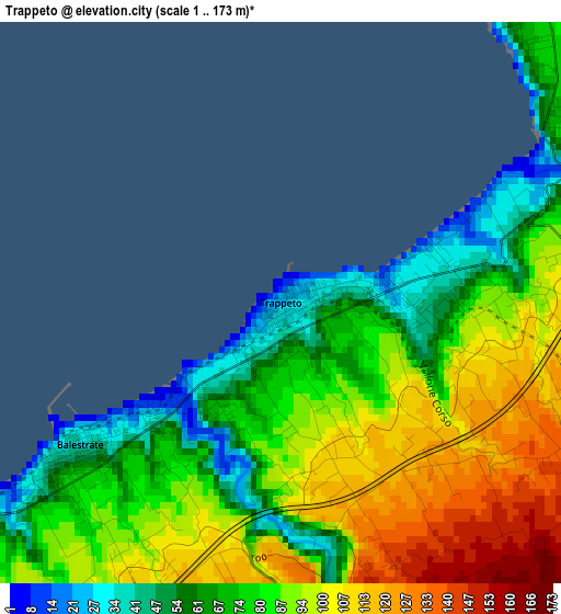 Trappeto elevation map