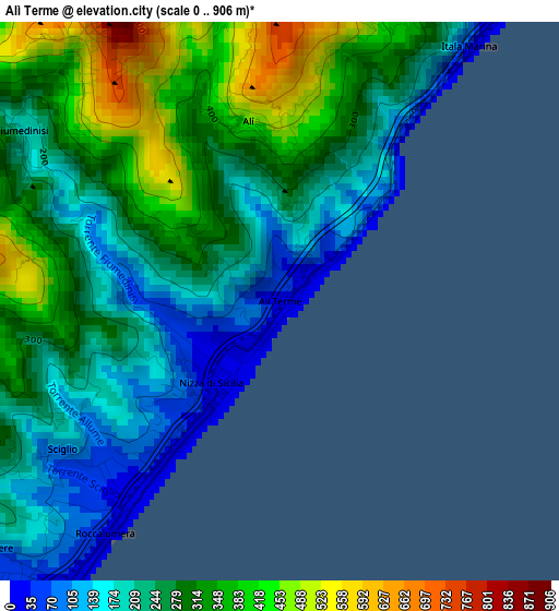 Alì Terme elevation map