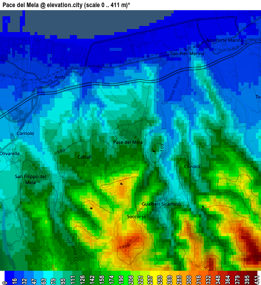 Pace del Mela elevation map