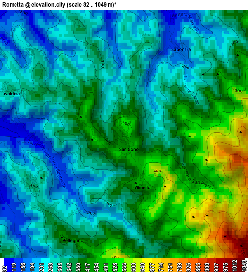 Rometta elevation map