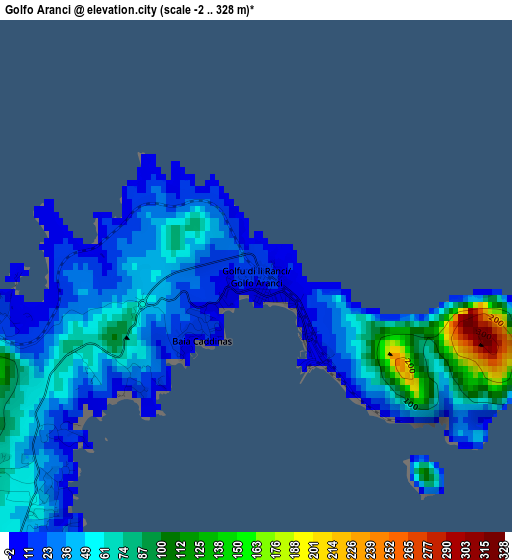 Golfo Aranci elevation map