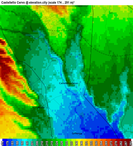 Castelletto Cervo elevation map