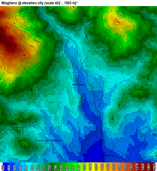 Miagliano elevation map