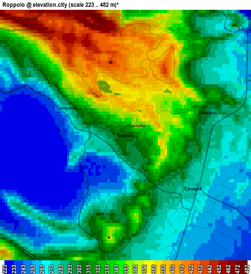 Roppolo elevation map