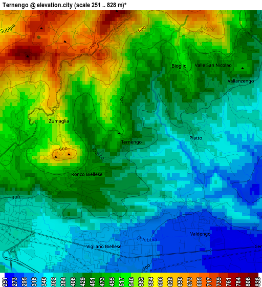 Ternengo elevation map