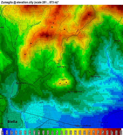 Zumaglia elevation map