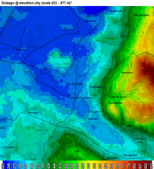 Dolzago elevation map