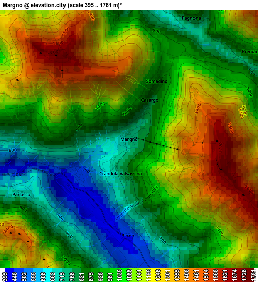 Margno elevation map