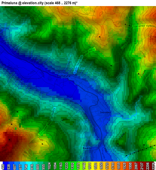 Primaluna elevation map