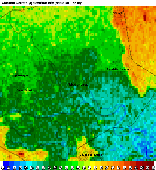 Abbadia Cerreto elevation map