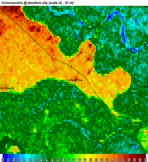 Cornovecchio elevation map