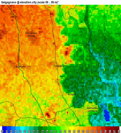 Galgagnano elevation map