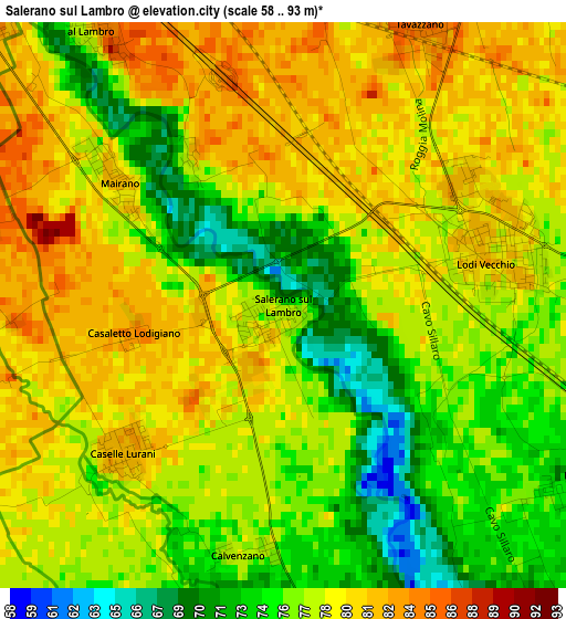 Salerano sul Lambro elevation map