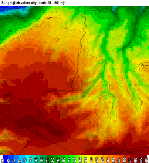 Zungri elevation map