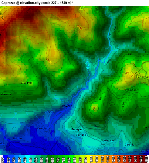 Caprezzo elevation map