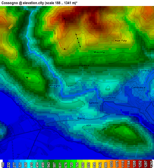 Cossogno elevation map