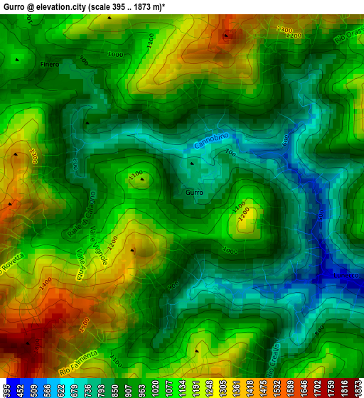 Gurro elevation map