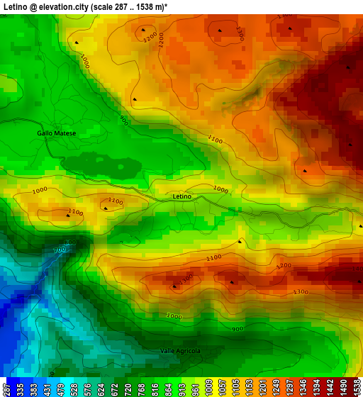 Letino elevation map