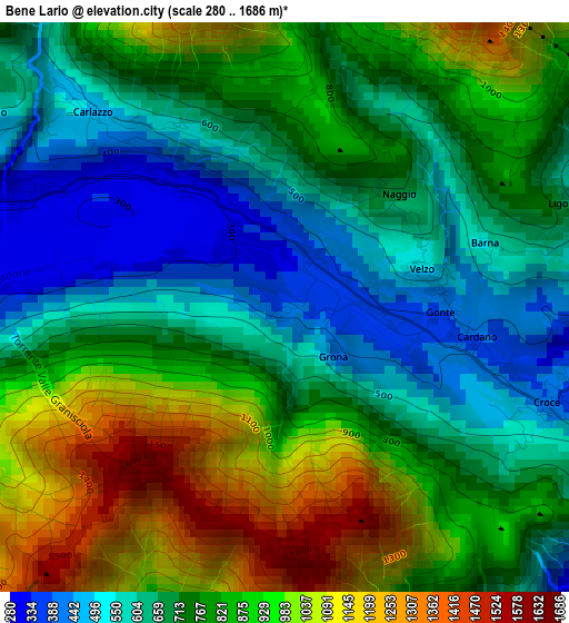 Bene Lario elevation map