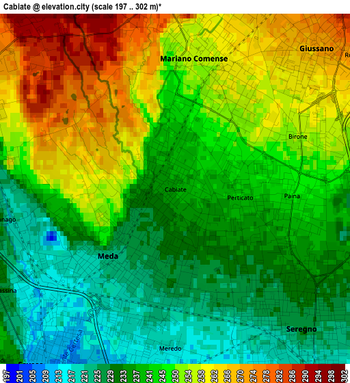 Cabiate elevation map