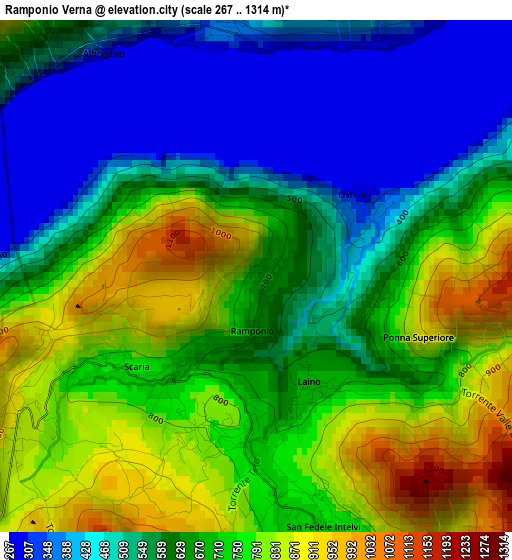 Ramponio Verna elevation map