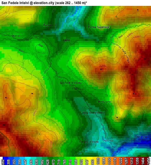 San Fedele Intelvi elevation map