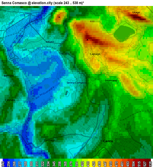 Senna Comasco elevation map