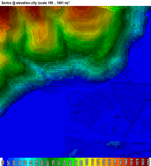 Sorico elevation map