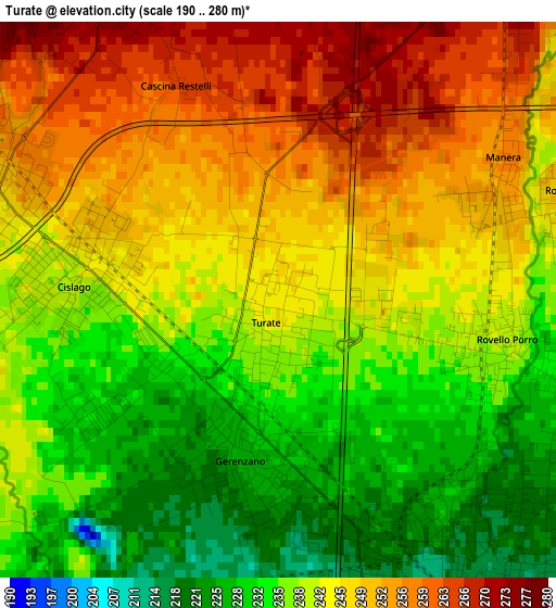 Turate elevation map