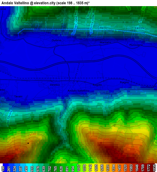 Andalo Valtellino elevation map