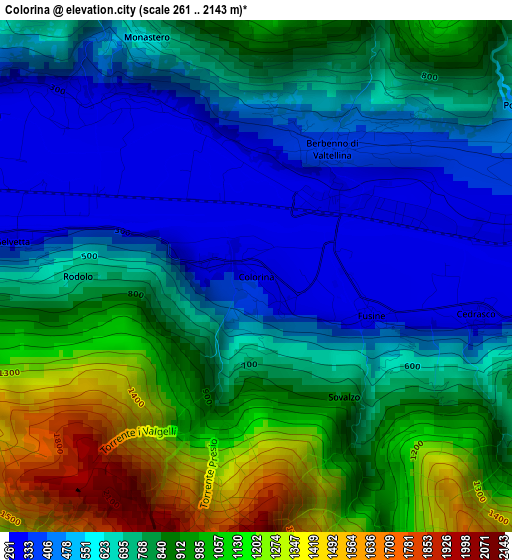 Colorina elevation map