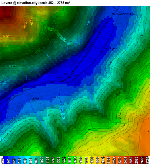 Lovero elevation map