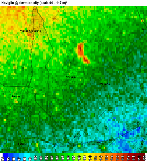 Noviglio elevation map