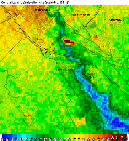 Cerro al Lambro elevation map