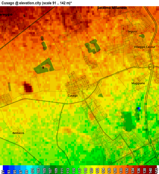 Cusago elevation map