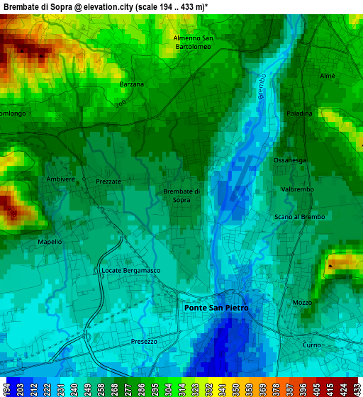 Brembate di Sopra elevation map