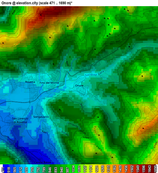 Onore elevation map