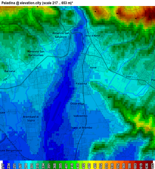 Paladina elevation map