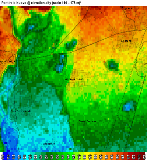 Pontirolo Nuovo elevation map