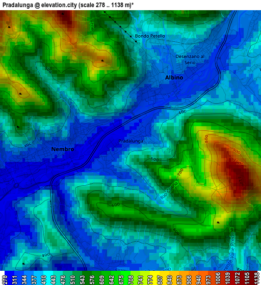 Pradalunga elevation map