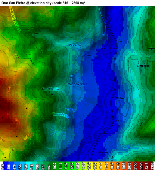 Ono San Pietro elevation map