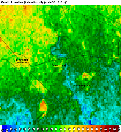 Ceretto Lomellina elevation map