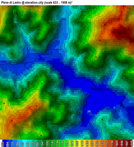 Pieve di Ledro elevation map