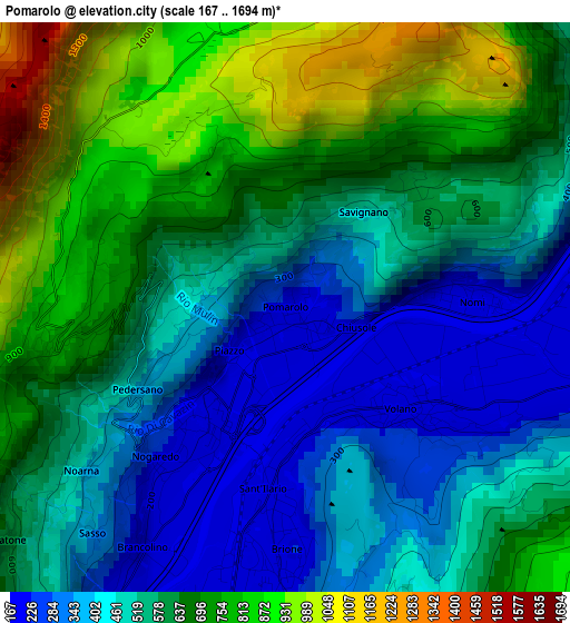 Pomarolo elevation map