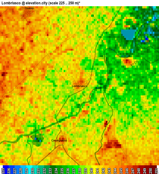 Lombriasco elevation map