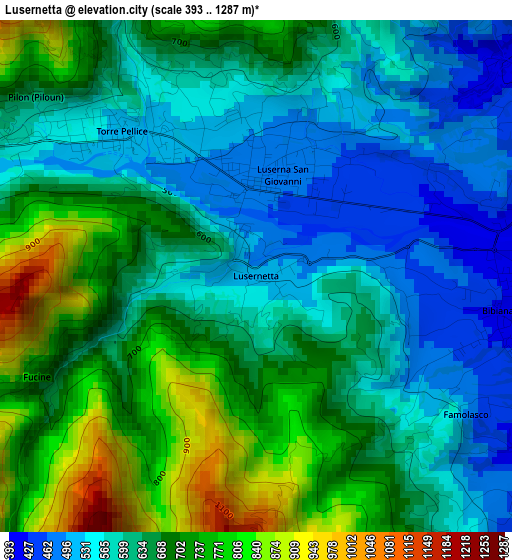 Lusernetta elevation map