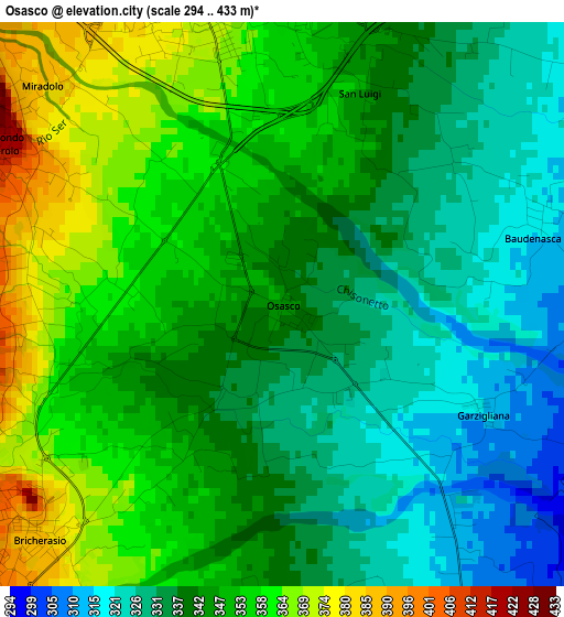 Osasco elevation map