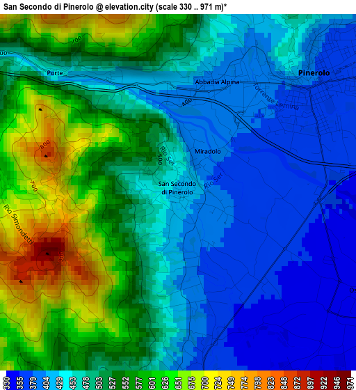 San Secondo di Pinerolo elevation map