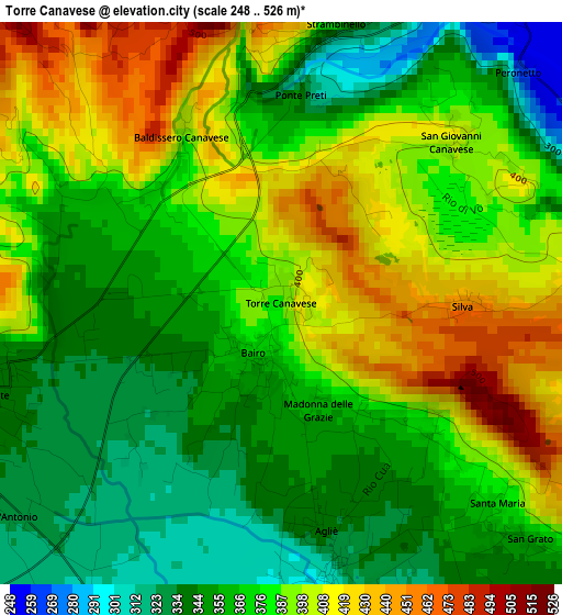 Torre Canavese elevation map