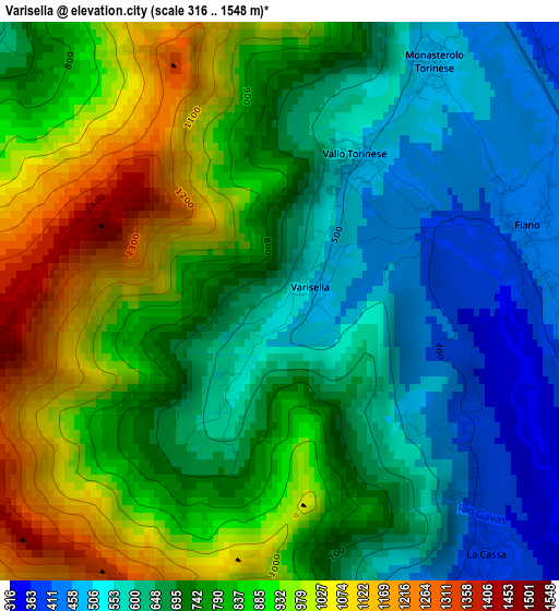 Varisella elevation map